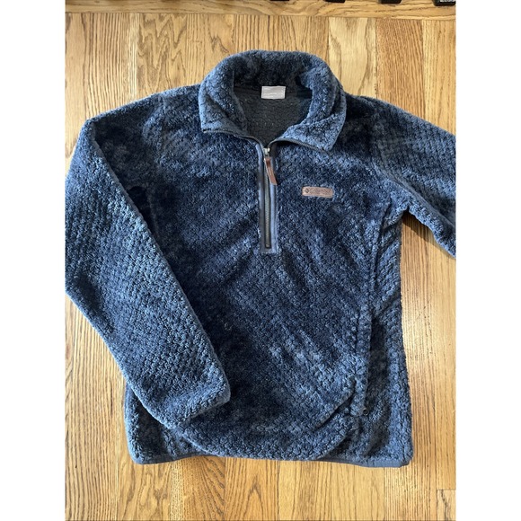 Columbia Fire Side‎ Quarter Zip Pullover Sherpa Fleece Women's Small GRAY - Picture 1 of 5